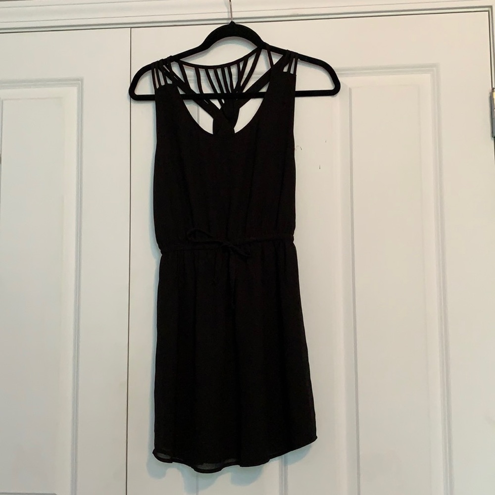 Black racer back drawstring dress